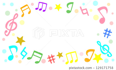 可愛音符的彩色插圖 129171758