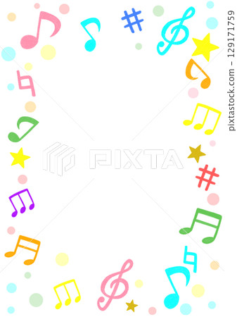 可愛音符的彩色插圖 129171759