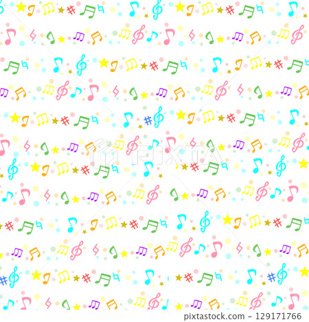 可愛音符的彩色插圖 129171766