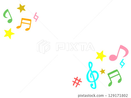 可愛音符的彩色插圖 可愛音符的彩色插圖 129171802