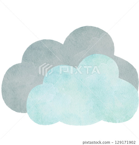 多雲的天空的水彩插圖 129171902