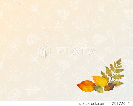 Background of leaves and acorns C-2 129172065