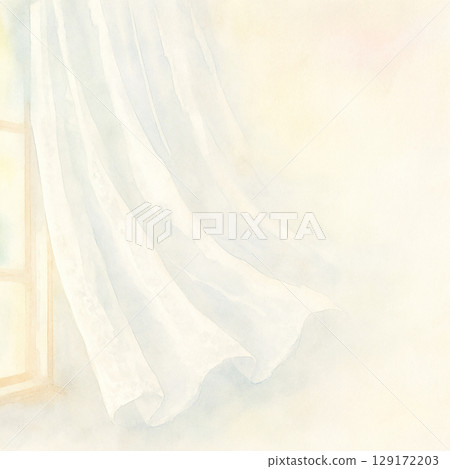 Light background material of white curtains swaying in the wind Light background material of white curtains swaying in the wind 129172203