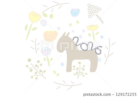 Natural flower and horse illustration 2026 129172255