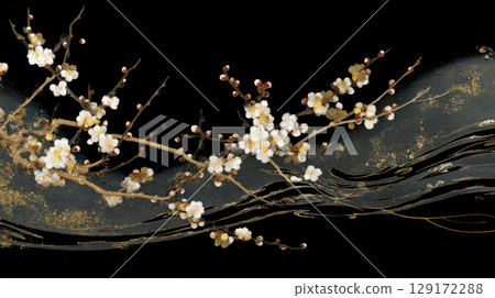 白梅日式背景 白梅日式背景 129172288