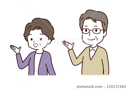 Illustration material of a senior couple guiding 129172365