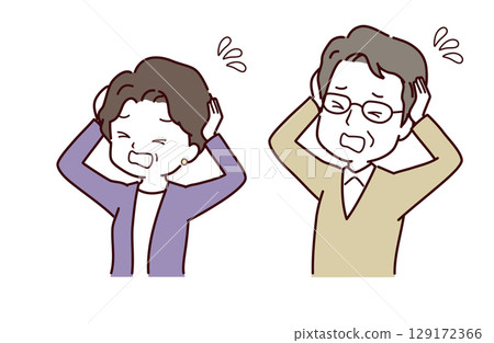 Illustration material of a panicked senior couple 129172366