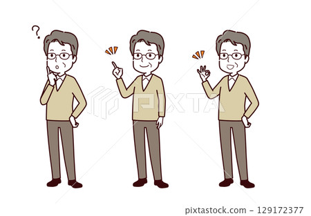 Illustration material of seniors in various poses 129172377