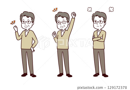 Illustration material of seniors in various poses 129172378