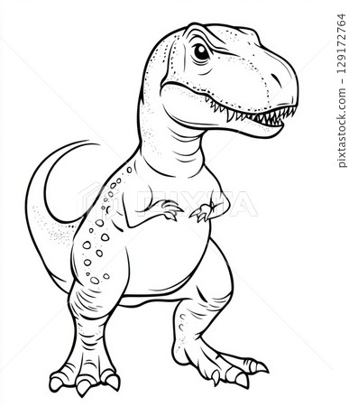 Detailed Illustration of a Friendly Tyrannosaurus Rex Dinosaur 129172764