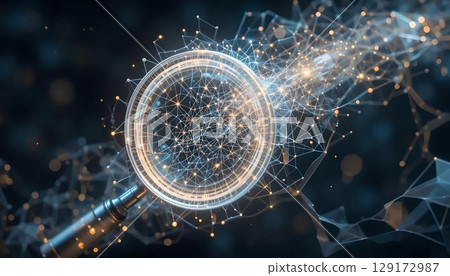 Digital Magnifying Glass Analyzing Interconnected Data Digital Magnifying Glass Analyzing Interconnected Data 129172987