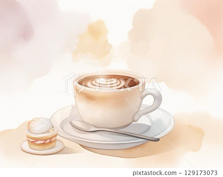 19 watercolor coffee and sweets illustrations 129173073