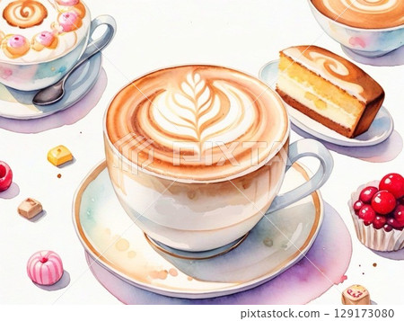 12 watercolor coffee and sweets illustrations 12 watercolor coffee and sweets illustrations 129173080