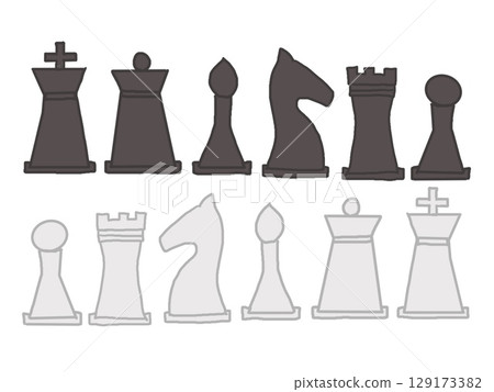 黑白棋子並排排列的插圖 129173382