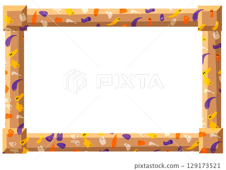Wooden frame with ghost pattern Wooden frame with ghost pattern 129173521