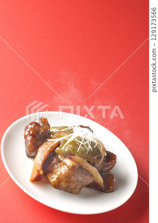 Hot sweet and sour pork with black vinegar Hot sweet and sour pork with black vinegar 129173566