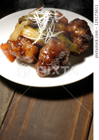 Hot sweet and sour pork with black vinegar Hot sweet and sour pork with black vinegar 129173611