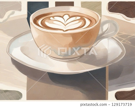 水彩咖啡杯插圖1 129173719