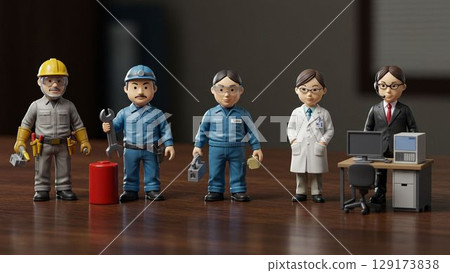 Capsule toy figures of various occupations 129173838