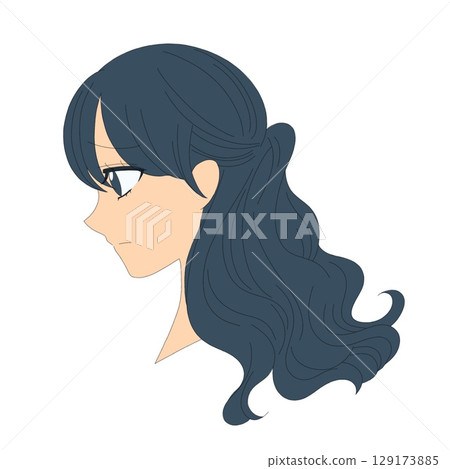 Profile of a worried woman 129173885