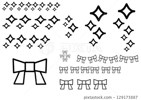 Simple ribbon and glitter (line drawing version) 129173887