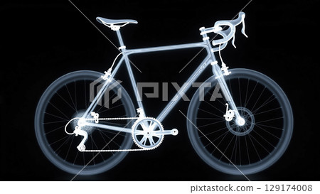 X-ray of a bicycle, monochrome 129174008