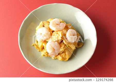 Chinese stir-fried shrimp and eggs Chinese stir-fried shrimp and eggs 129174266