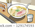 Illustration of salt ramen eating scene 129174593