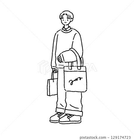 Simple and stylish line drawing of a person Simple and stylish line drawing of a person 129174723