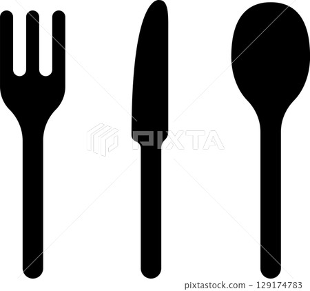 Knife, fork and spoon cutlery set 129174783