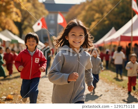 孩子們享受運動會 孩子們享受運動會 129175118