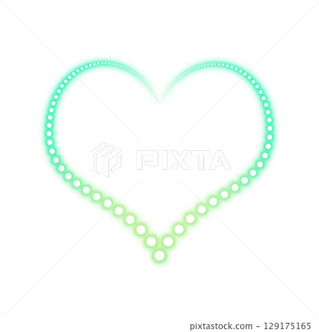 綠色發光的心型霓虹燈（透明背景） 129175165