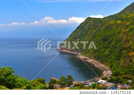 Chubu region, Izu Peninsula, Sparkling Hills, Ida Village and Mount Fuji over Suruga Bay, a pristine Japanese landscape, Ida, Numazu City, Shizuoka Prefecture (5) 129175216