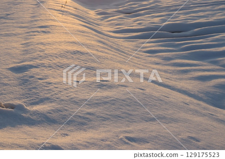 夕陽照射下的雪原 129175523