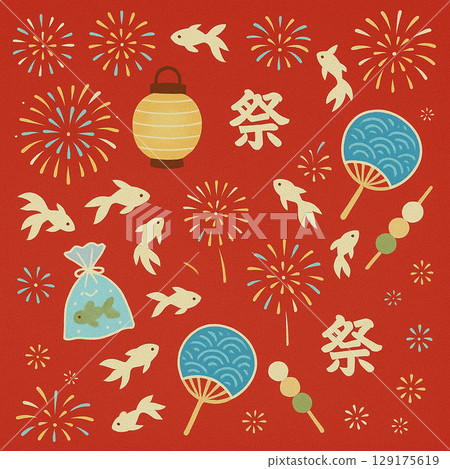 夏日節日紡織紅 129175619