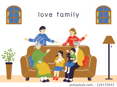Family sitting on the sofa 129175643