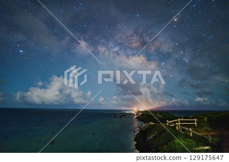 The Milky Way seen from a coastal hill 129175647