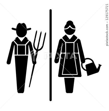 on an white background there is a sign with the direction of the toilets 129175721