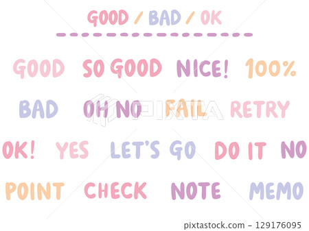 Handwritten English phrase set including OK, YES, NO, etc., soft type | Women's color 129176095