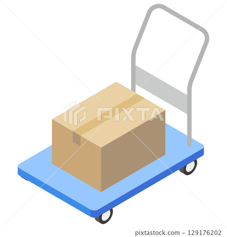 運載紙板箱的推車的插圖 運載紙板箱的推車的插圖 129176202