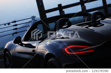 shiny black open car 129176390