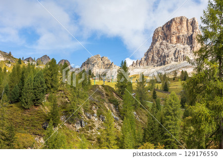 Passo Giau mountain peak, Dolomites, Italy 129176550