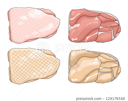 生雞大腿和烤雞大腿的插圖 129176588