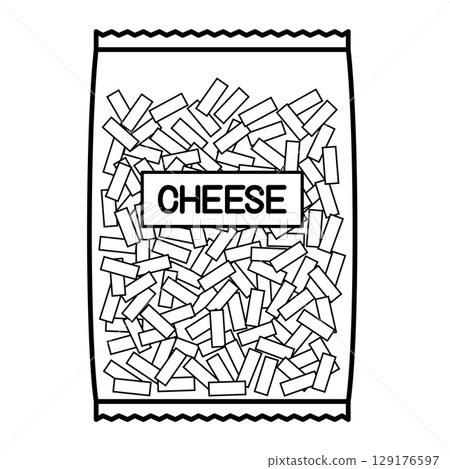 Illustration of melting cheese in a bag 129176597