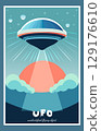 UFO, unidentified flying object in retro poster style 129176610
