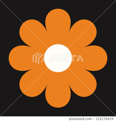 Stylized orange blossom with retro flair and minimal elegance. The clean petal layout evokes bright summer warmth Stylized orange blossom with retro flair and minimal elegance. The clean petal layout evokes bright summer warmth 129176859