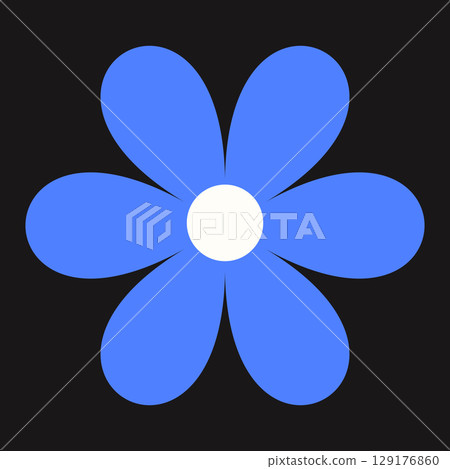 Flat blue daisy with clean contours and retro influence. The vibrant bloom adds a fresh, minimal touch to any composition Flat blue daisy with clean contours and retro influence. The vibrant bloom adds a fresh, minimal touch to any composition 129176860