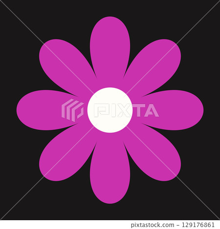 Modern purple flower icon with flat style and clean lines. A vivid blend of botanical elegance and artistic form Modern purple flower icon with flat style and clean lines. A vivid blend of botanical elegance and artistic form 129176861
