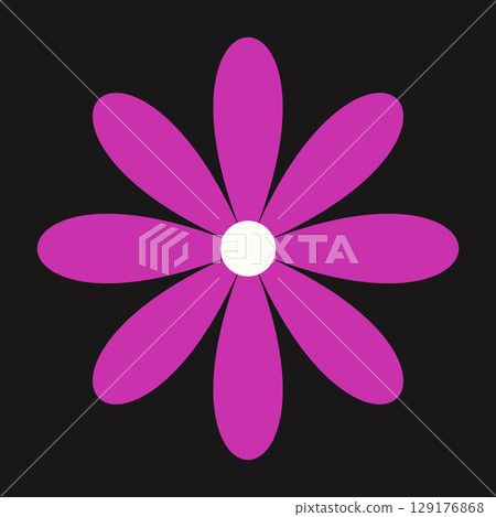 Elegant purple daisy illustration with soft contours and contemporary flair. A decorative element with rich, colorful energy Elegant purple daisy illustration with soft contours and contemporary flair. A decorative element with rich, colorful energy 129176868