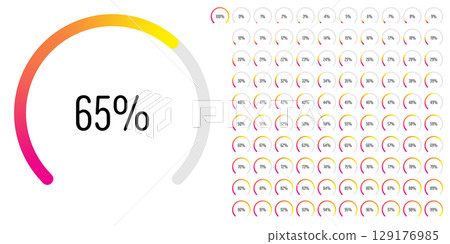 Set of circular sector arc percentage diagrams meters Set of circular sector arc percentage diagrams meters 129176985